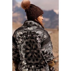 Free People Pippa Packable Puffer Jacket Black Paisley XS X Small
